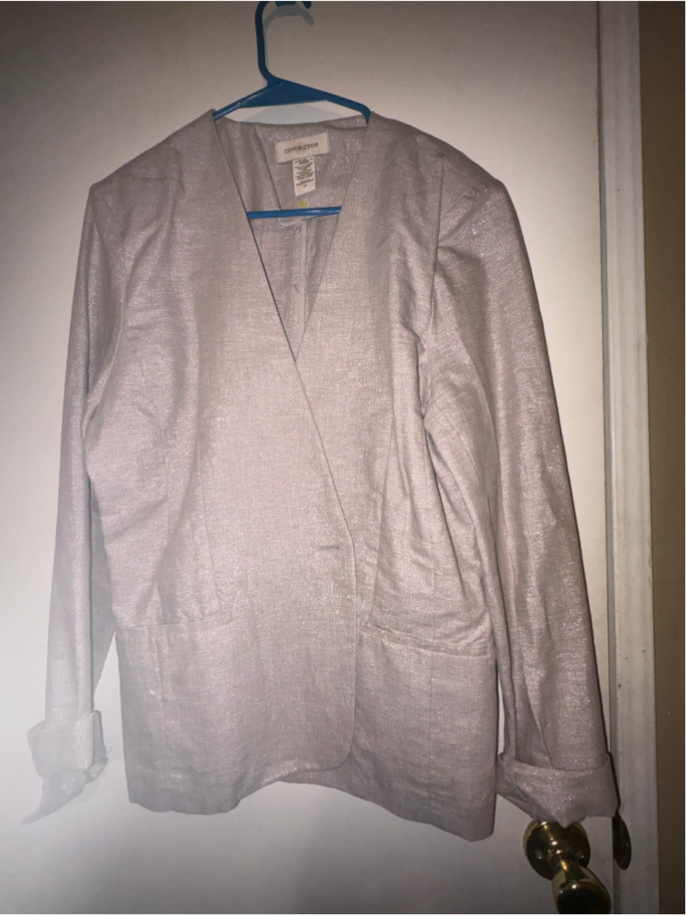 Women's Covington Silver Metallic Blazer Size 14